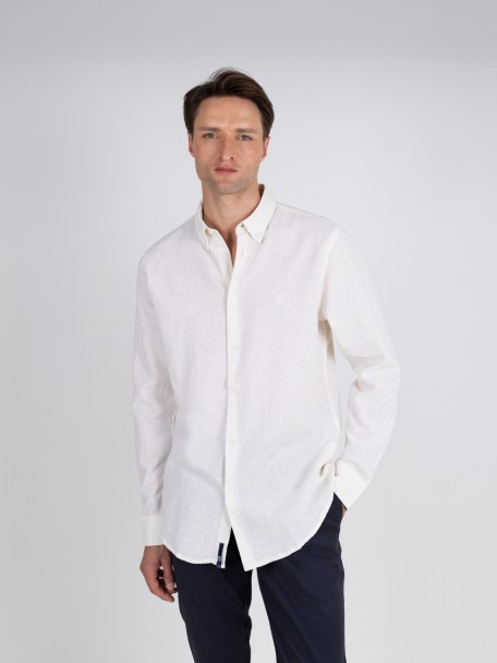 Camisa lisa de linho e algod�o