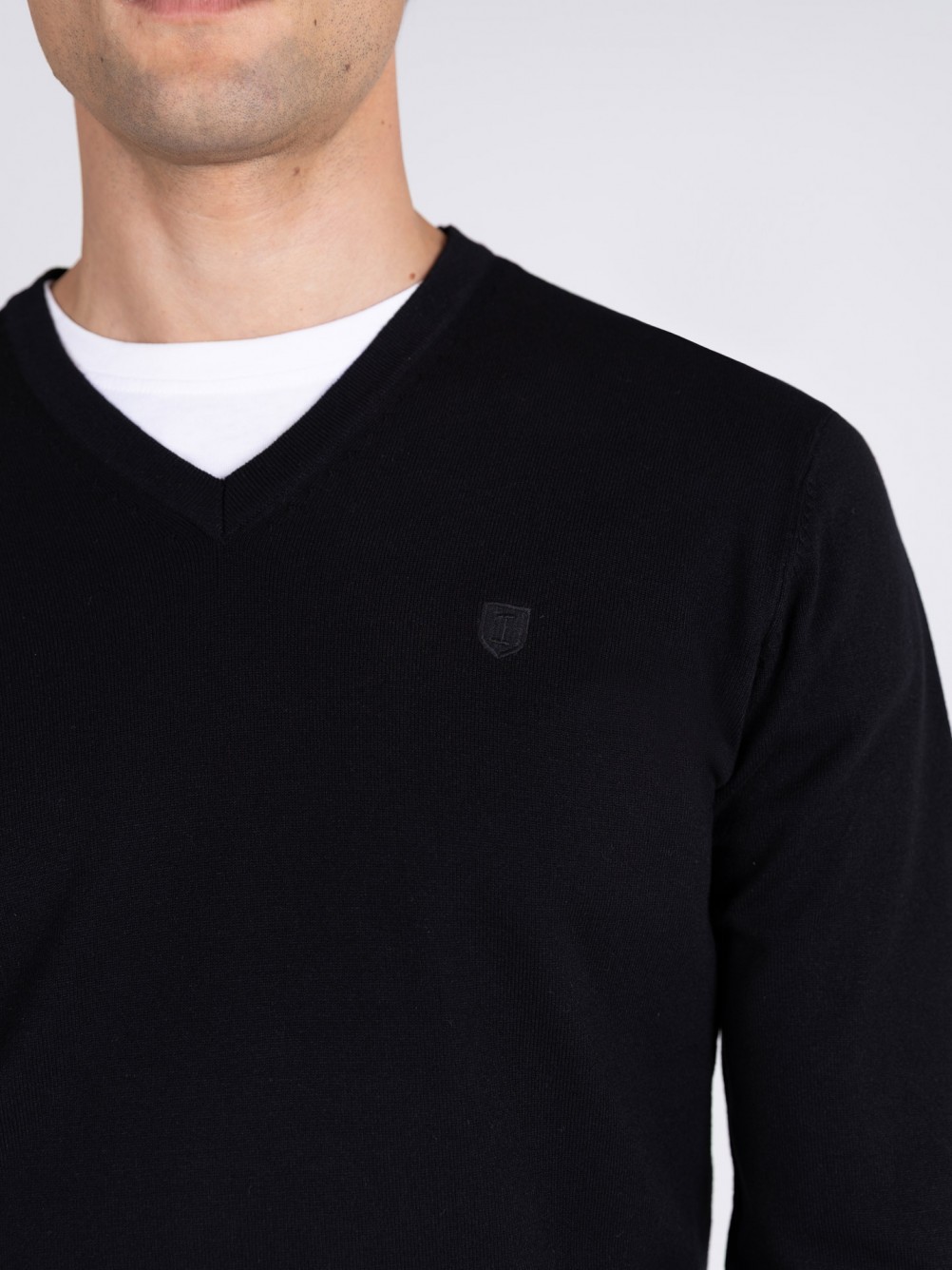 Camisola de malha decote em V