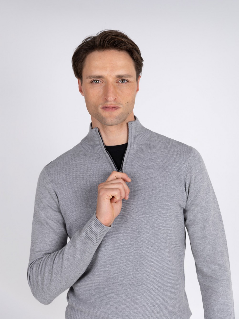 Camisola de malha meio fecho por zip