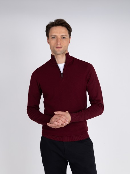 Camisola de malha meio fecho por zip