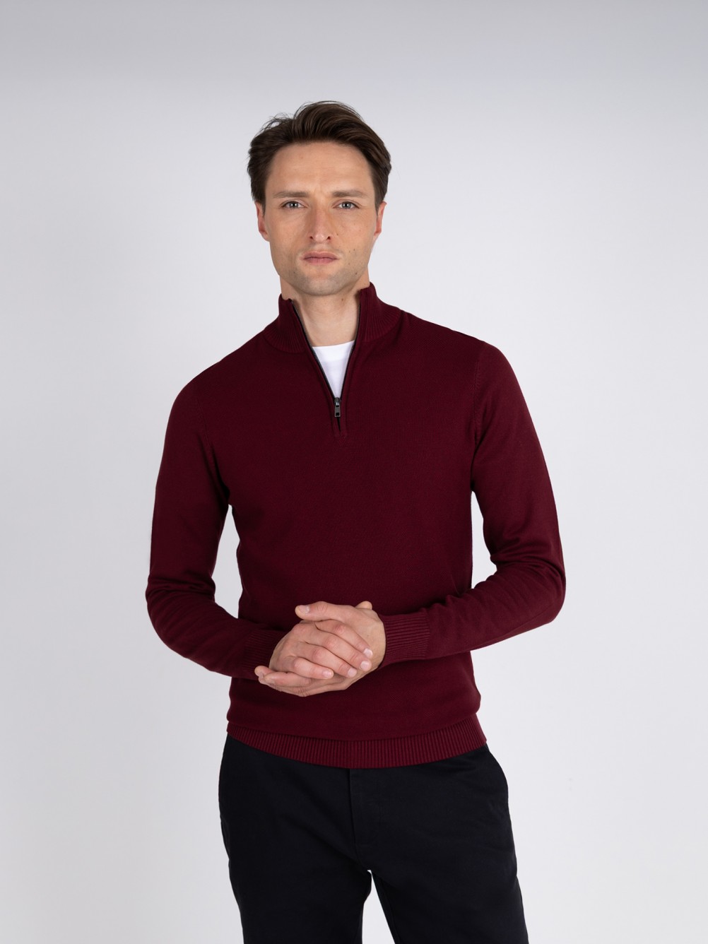 Camisola de malha meio fecho por zip