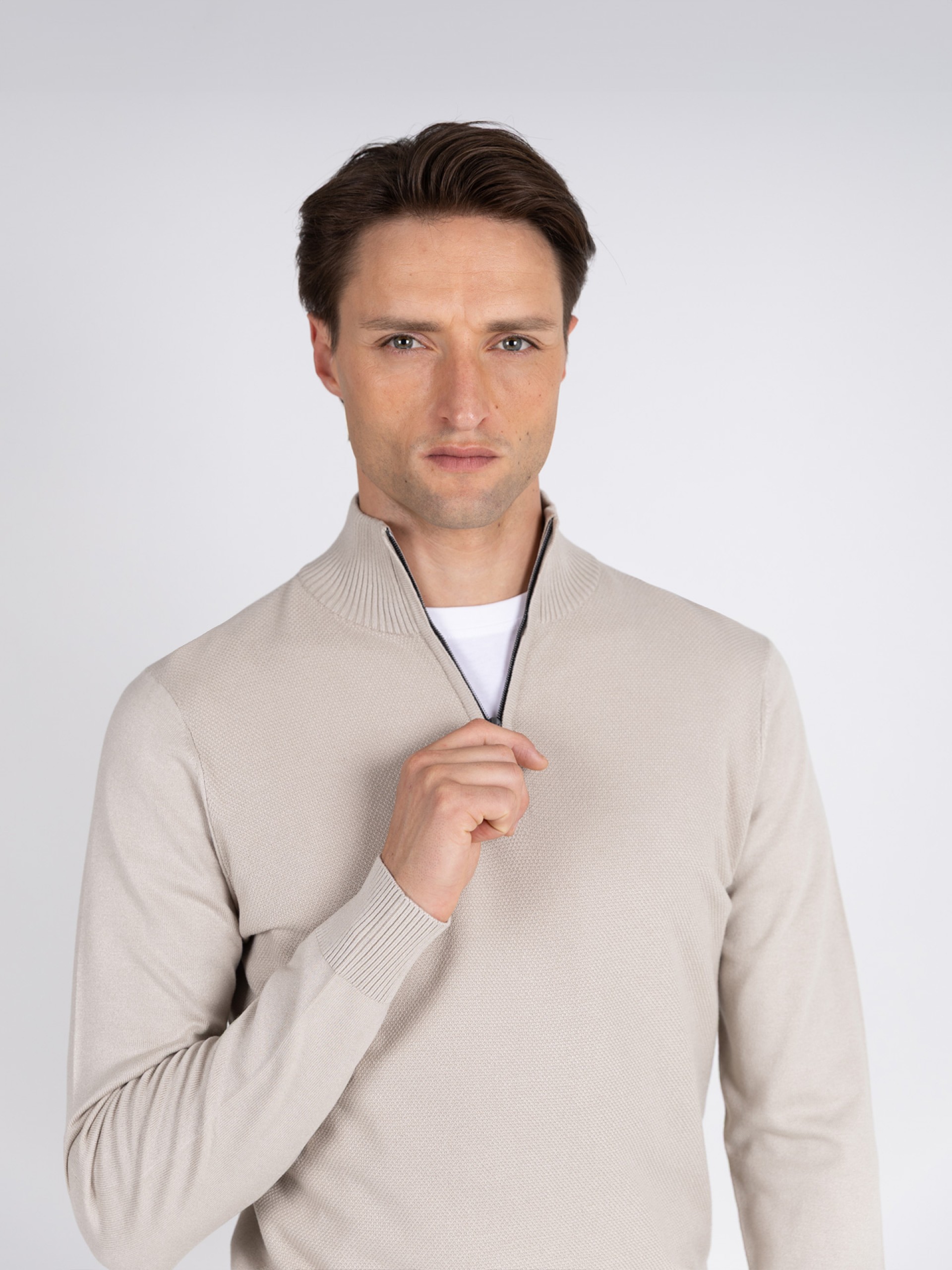 Camisola de malha meio fecho por zip