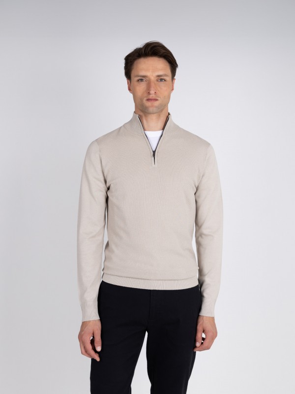 Camisola de malha meio fecho por zip