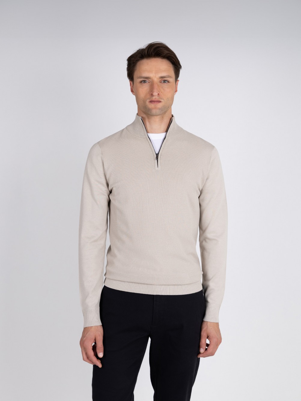Camisola de malha meio fecho por zip