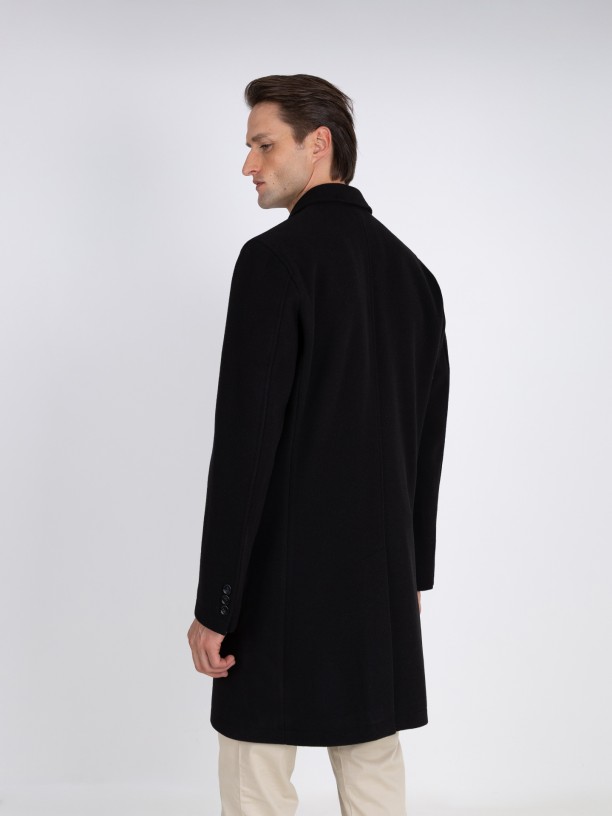 Sobretudo slim fit lapela clssica