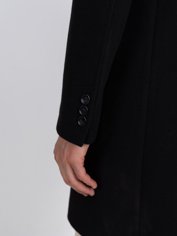 Sobretudo slim fit lapela clssica