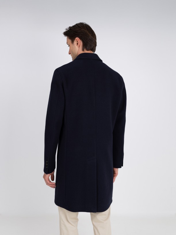 Sobretudo slim fit lapela clssica