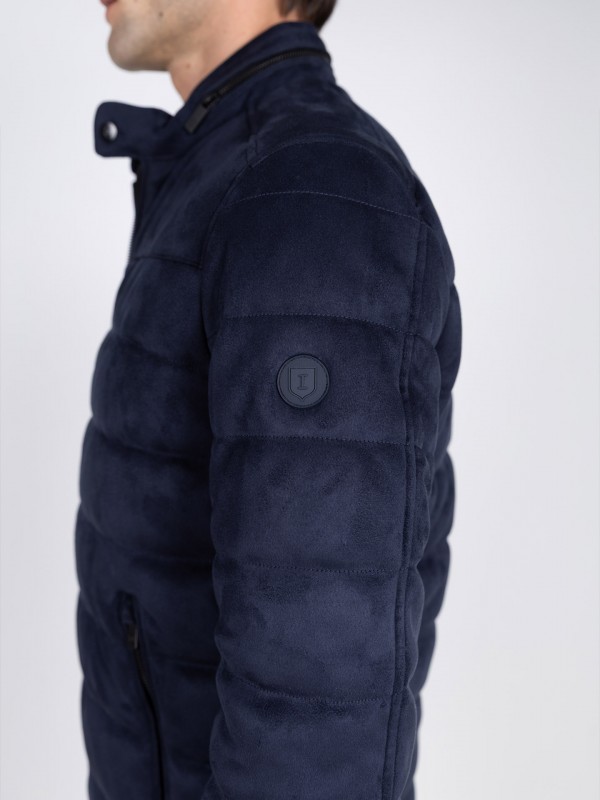 Quilted jacket with suede effect Quilted jacket with suede effect