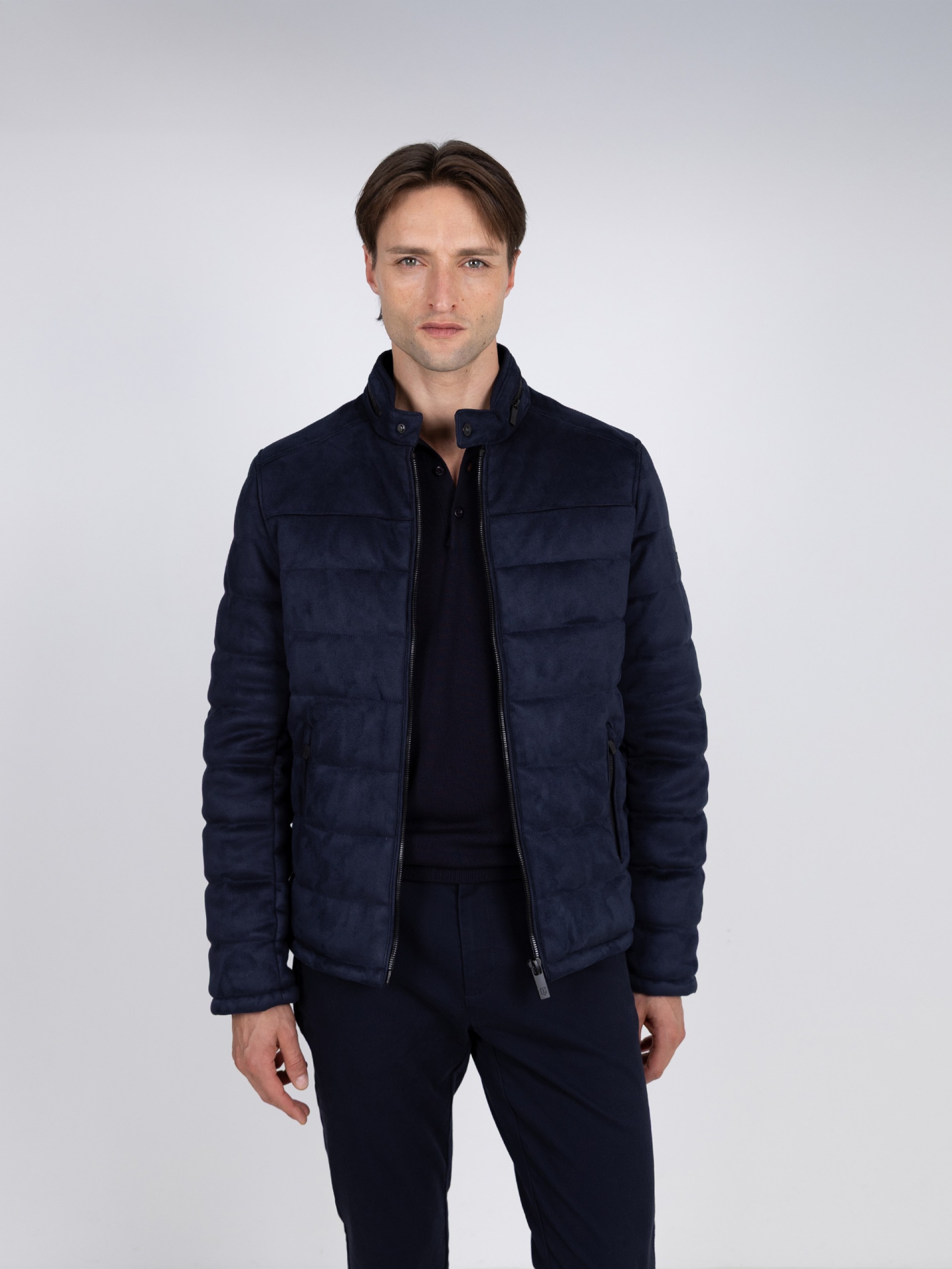 Quilted jacket with suede effect