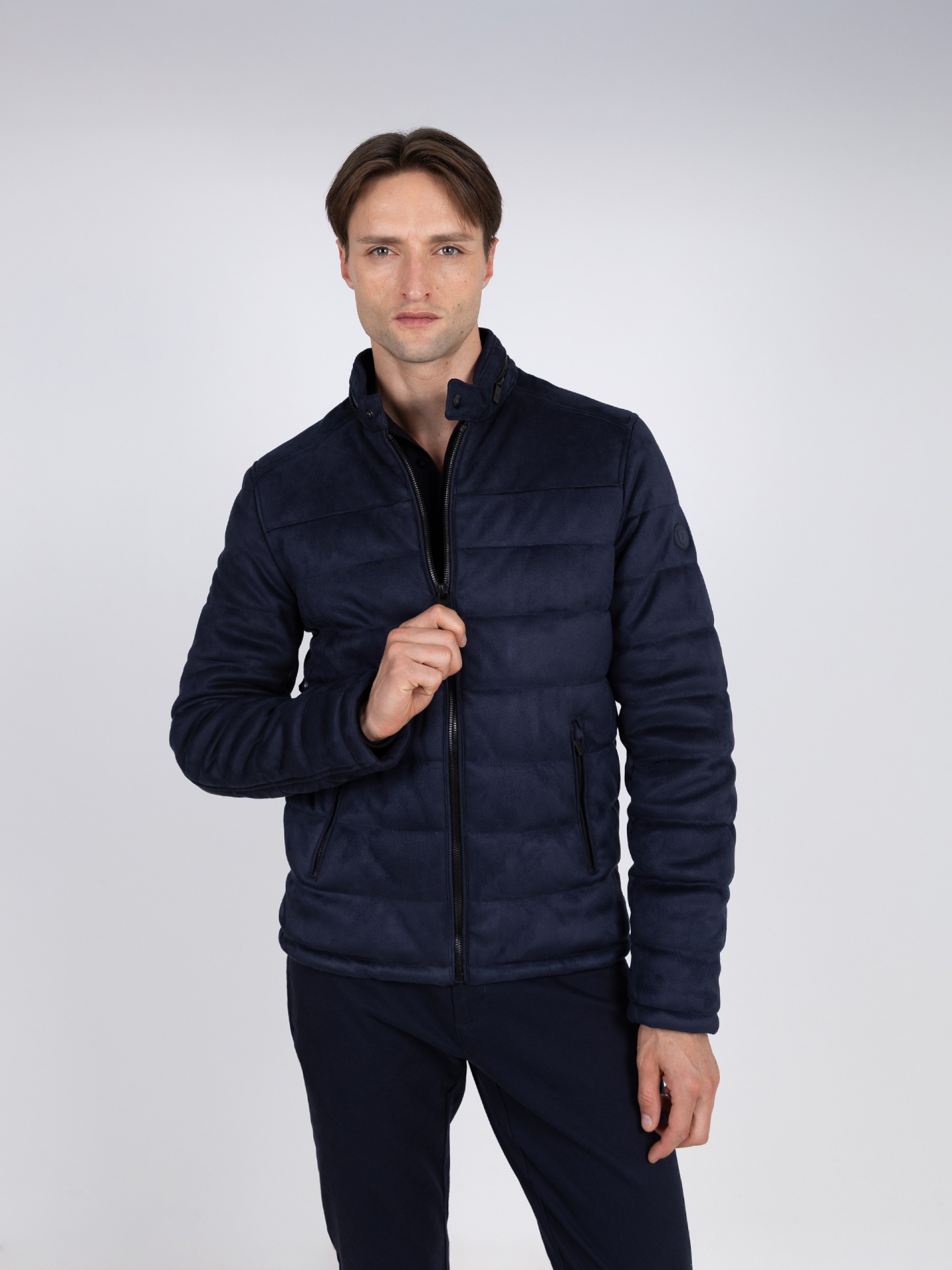Quilted jacket with suede effect