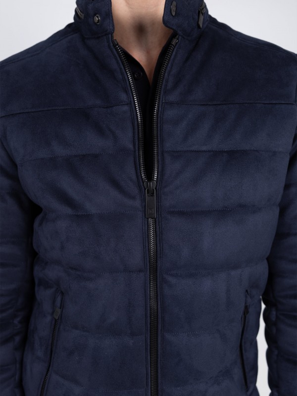 Quilted jacket with suede effect Quilted jacket with suede effect