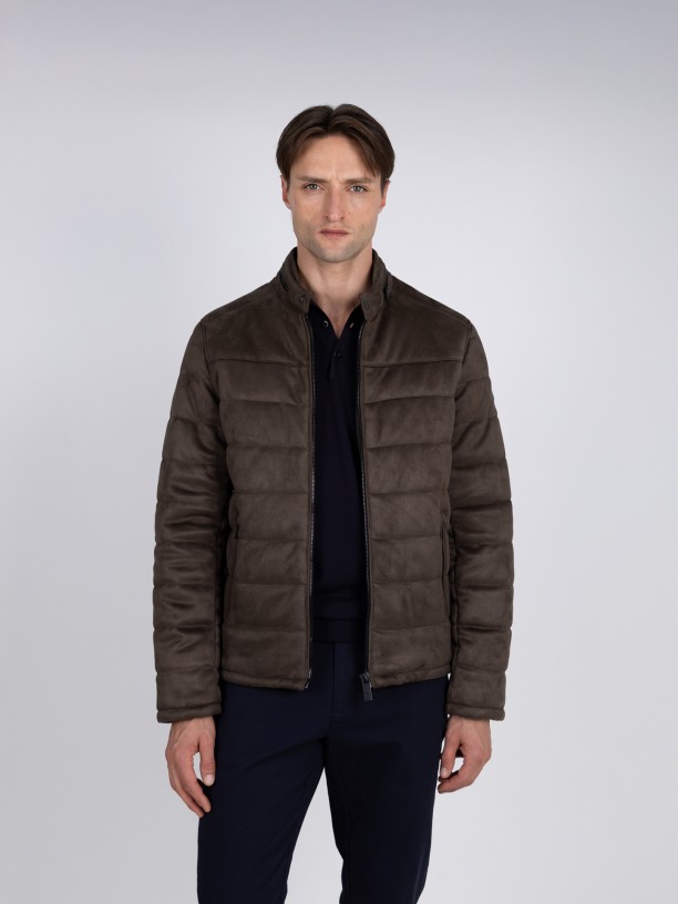 Chaqueta acolchada con efecto ante