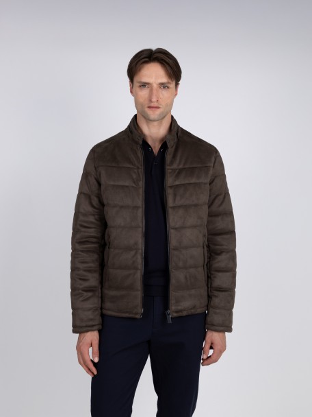Blus�o acolchoado com efeito camur�a