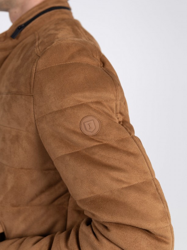 Quilted jacket with suede effect