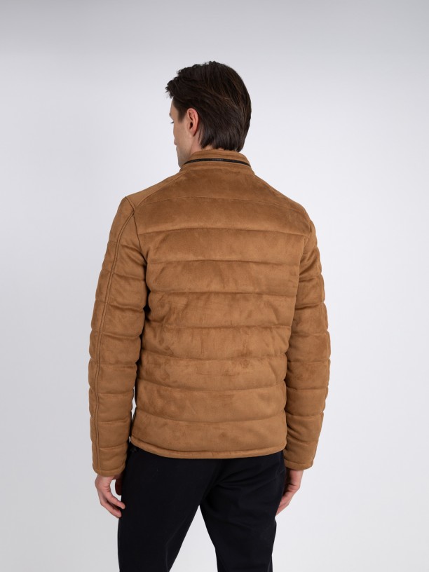 Quilted jacket with suede effect