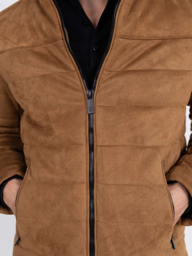Quilted jacket with suede effect