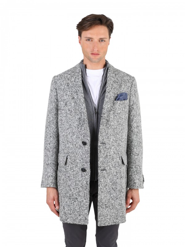 Faux three-button overcoat