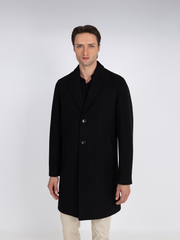 Sobretudo slim fit lapela clssica