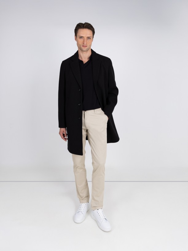 Sobretudo slim fit lapela clssica