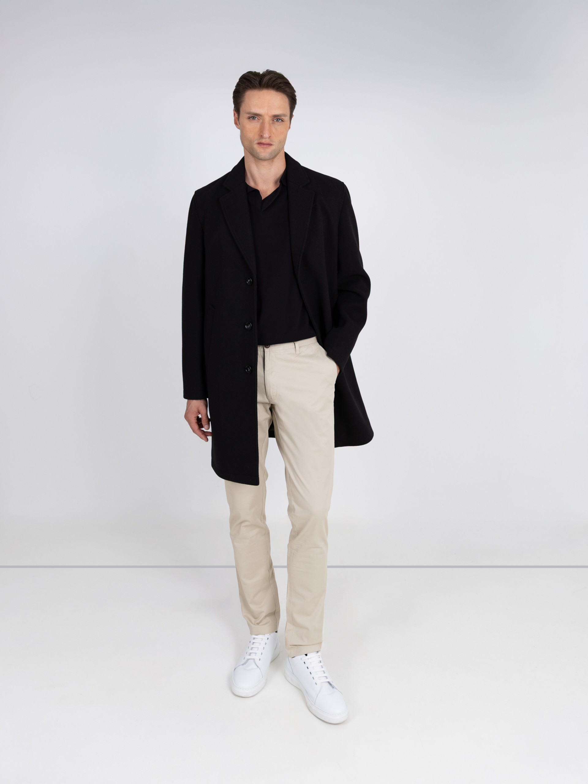 Slim fit overcoat classic lapel