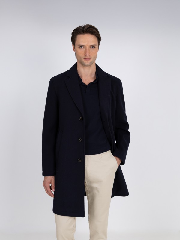 Slim fit overcoat classic lapel