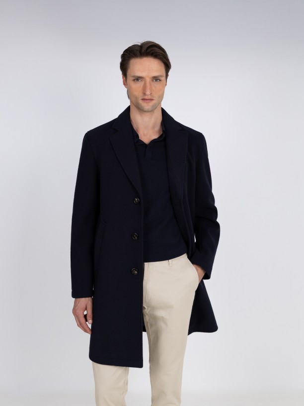 Sobretudo slim fit lapela clssica