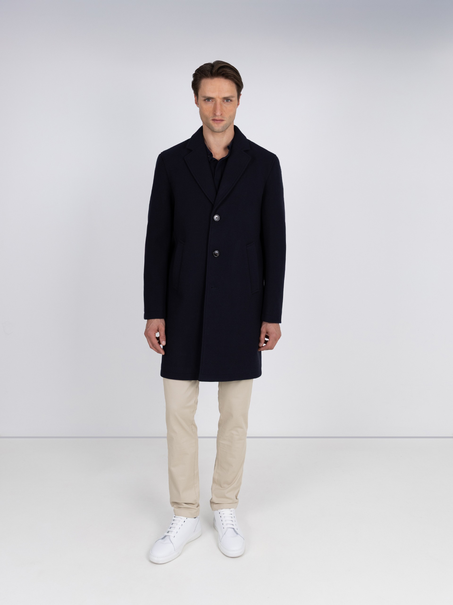 Slim fit overcoat classic lapel