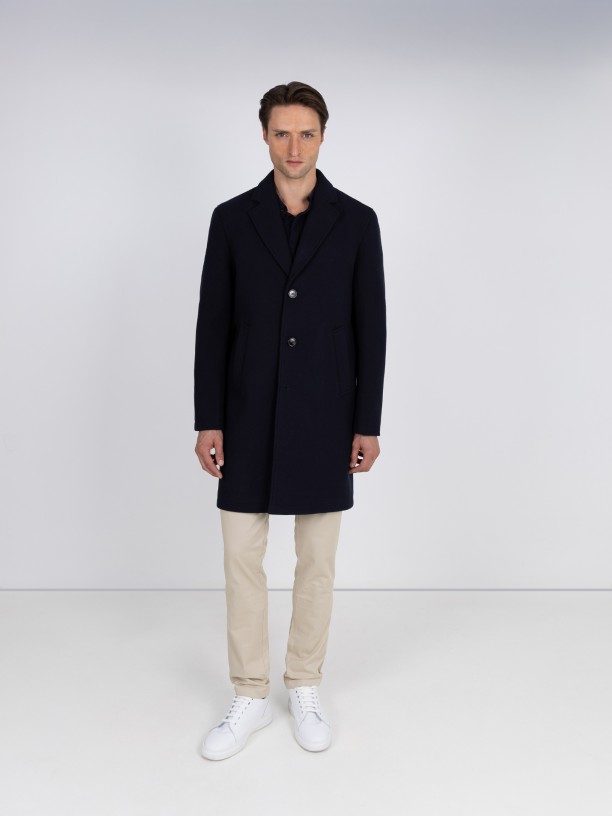 Sobretudo slim fit lapela clssica