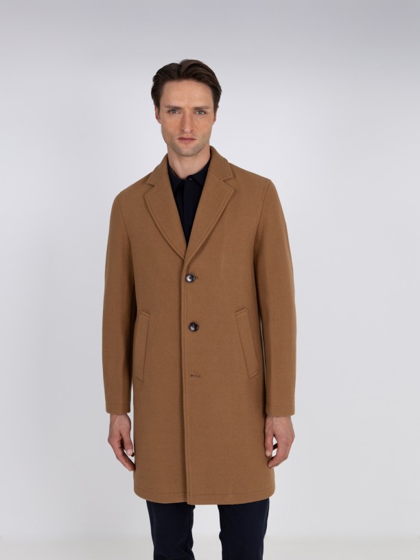 Sobretudo slim fit lapela clssica