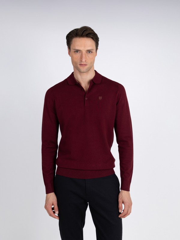 Long-sleeve knit polo