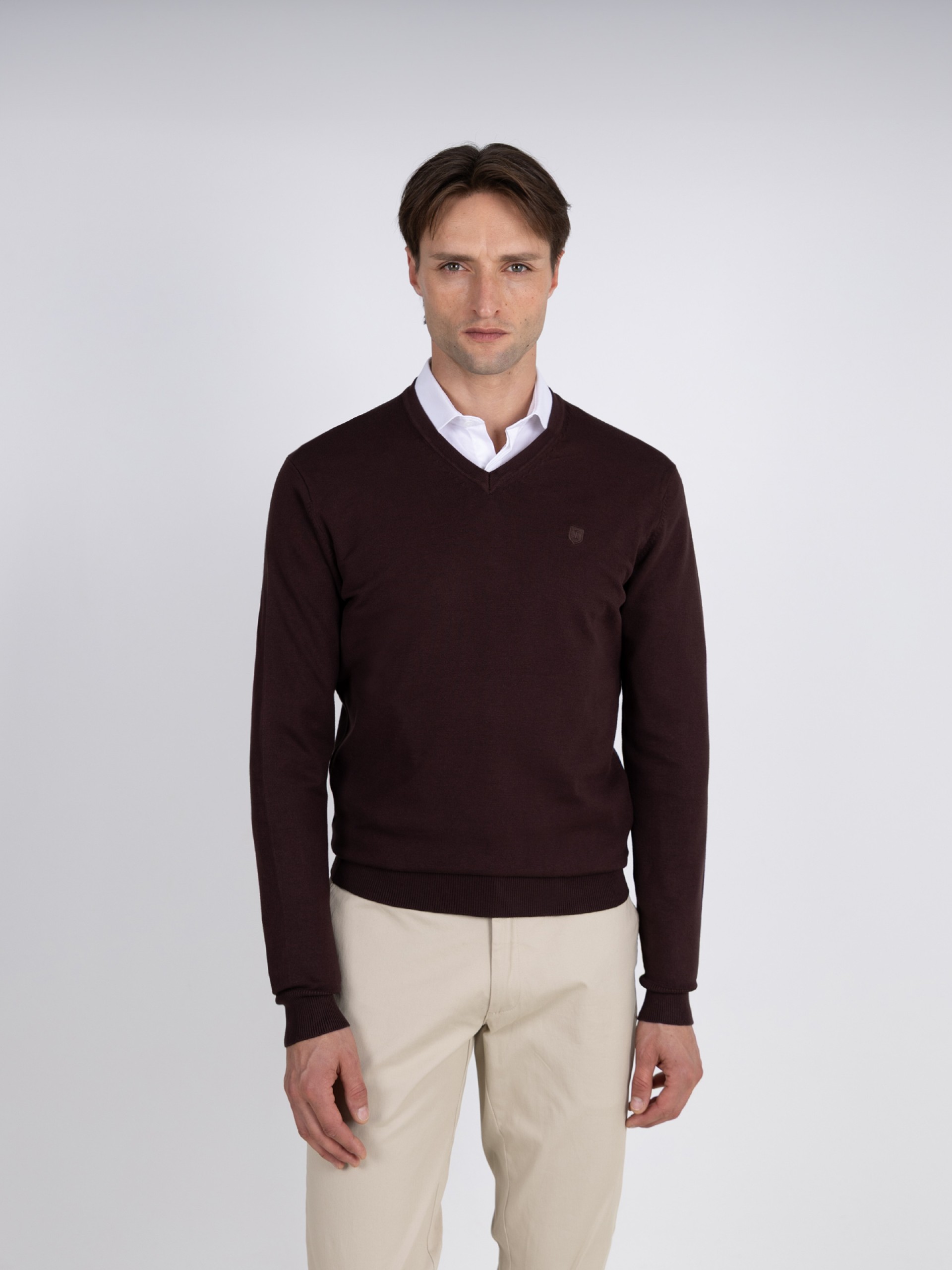 Camisola de malha decote em V