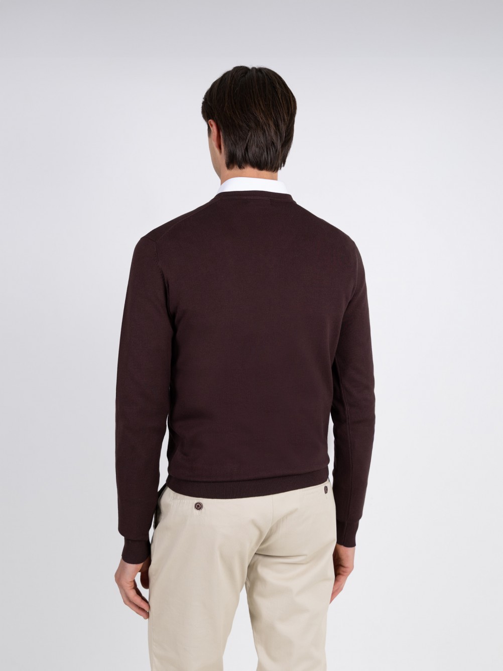 Camisola de malha decote em V