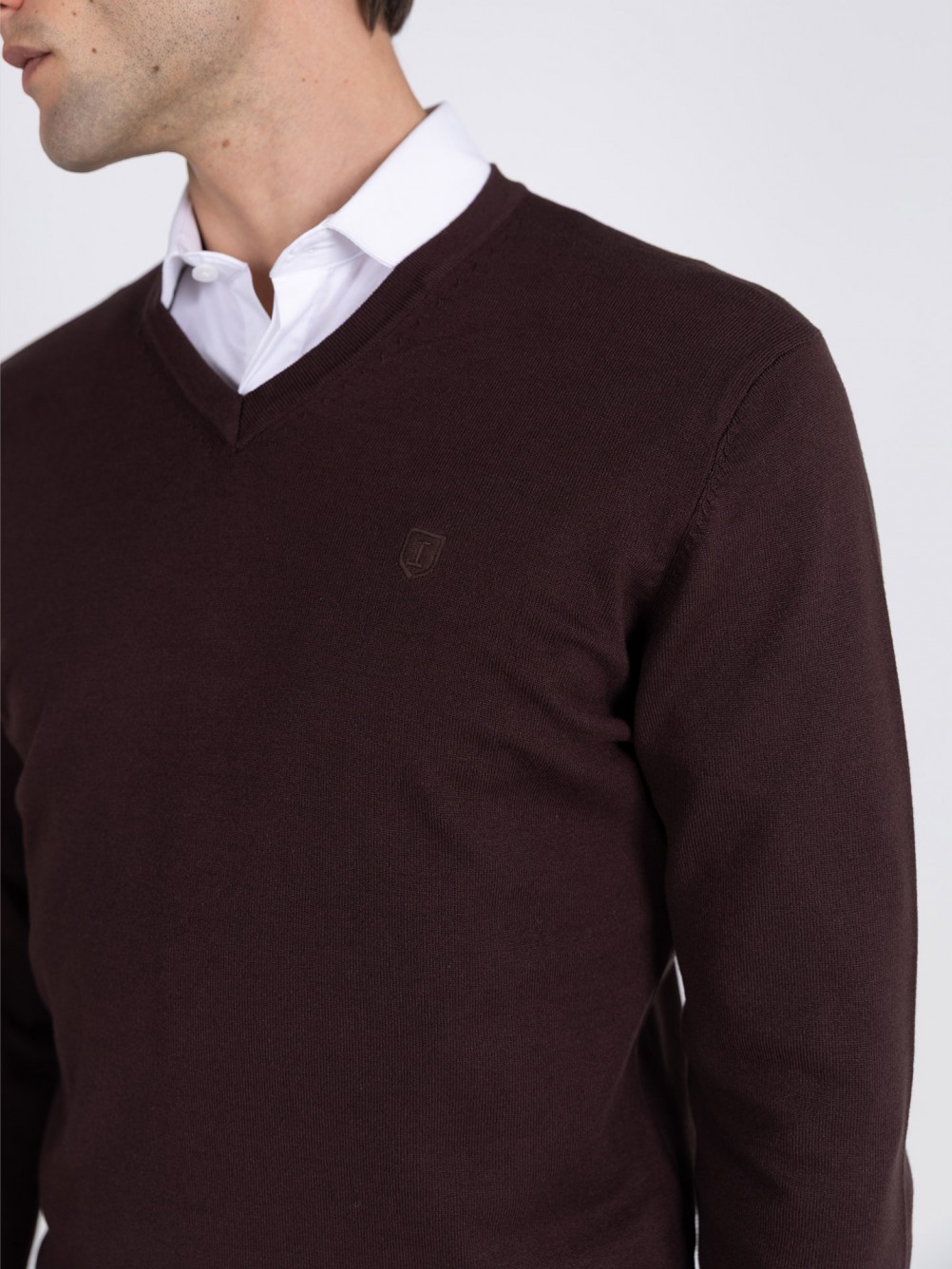 Camisola de malha decote em V