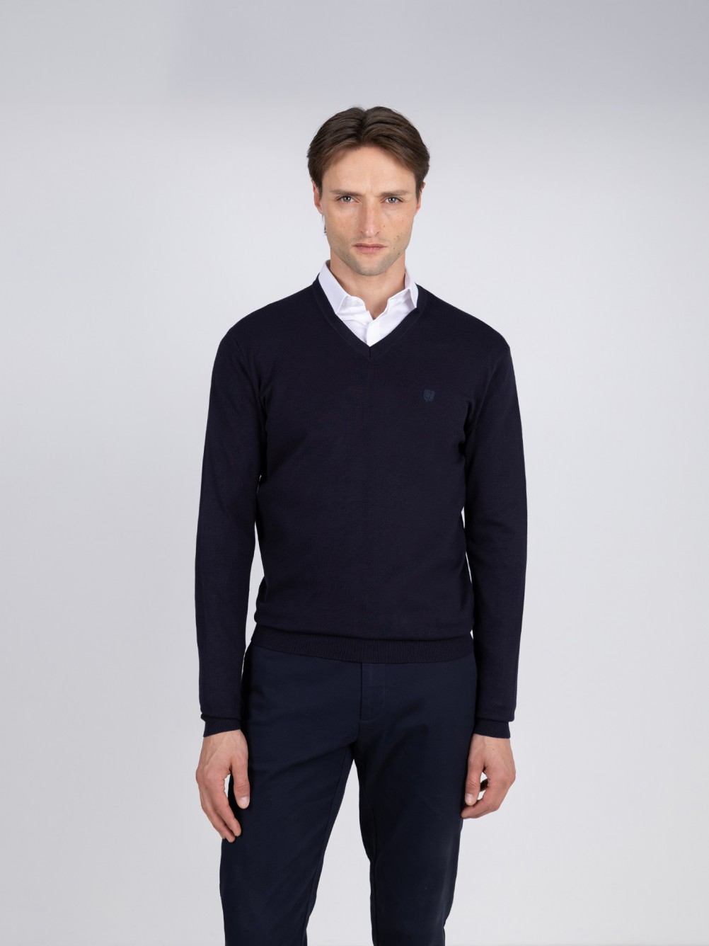 Camisola de malha decote em V