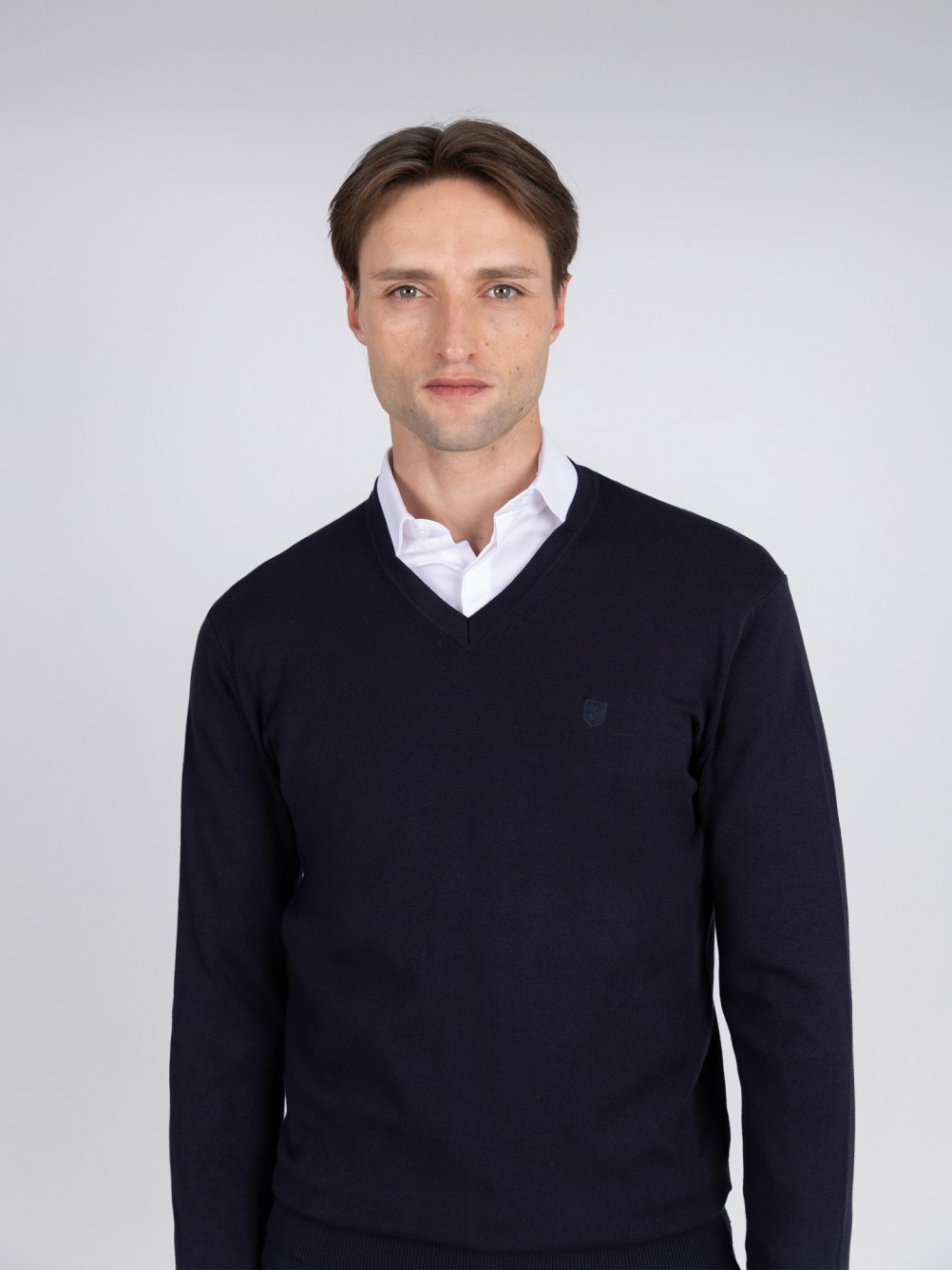 Camisola de malha decote em V