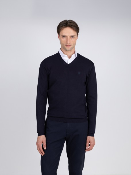 Camisola de malha decote em V