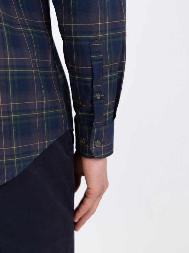 Camisa de algodn con estampado de cuadros