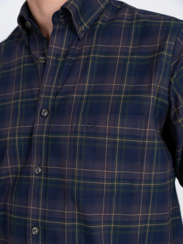 Camisa de algodn con estampado de cuadros