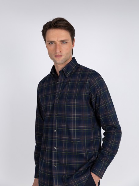 Camisa de algodão padrão xadrez Camisa de algodão padrão xadrez