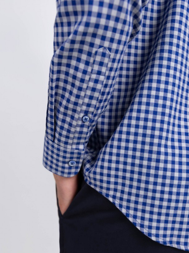 Camisa de algodn con estampado de cuadros