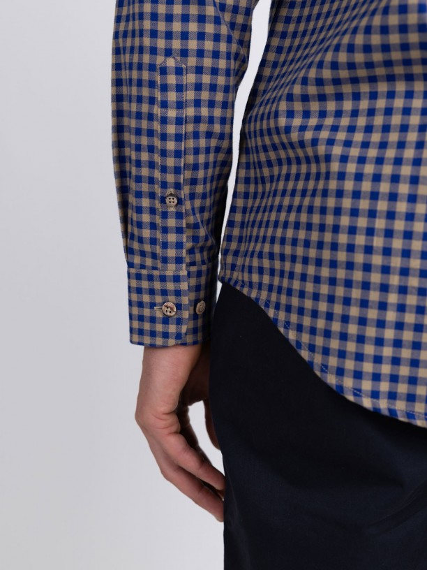 Camisa de algodn con estampado de cuadros