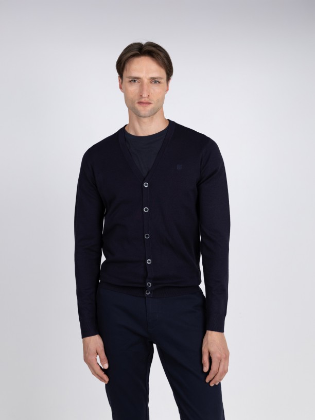 Plain knit cardigan