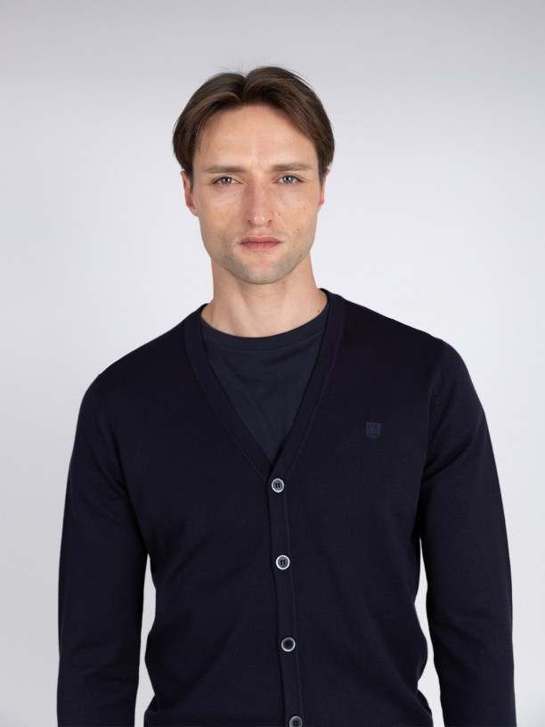 Plain knit cardigan