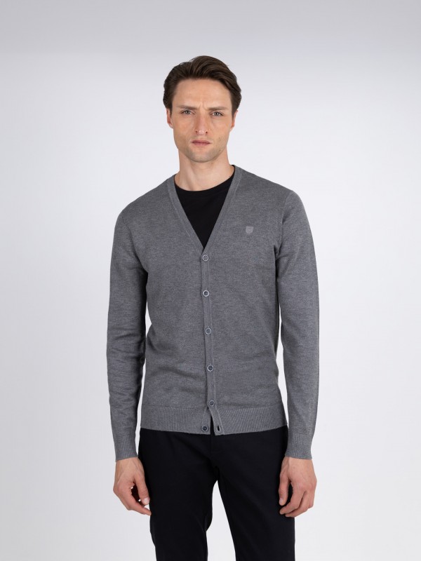 Plain knit cardigan