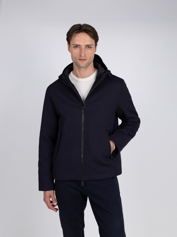 Knit jacket with hood