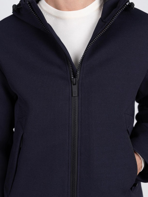 Knit jacket with hood