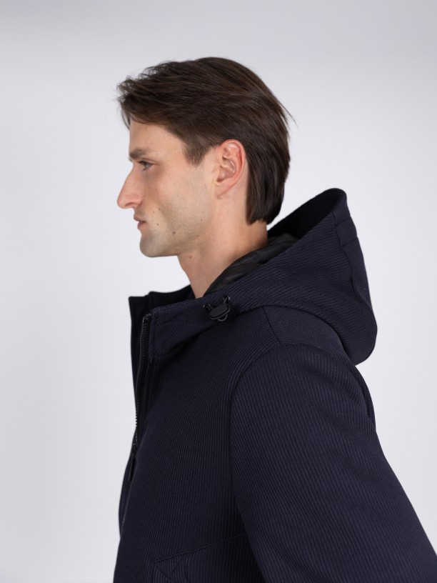 Knit jacket with hood