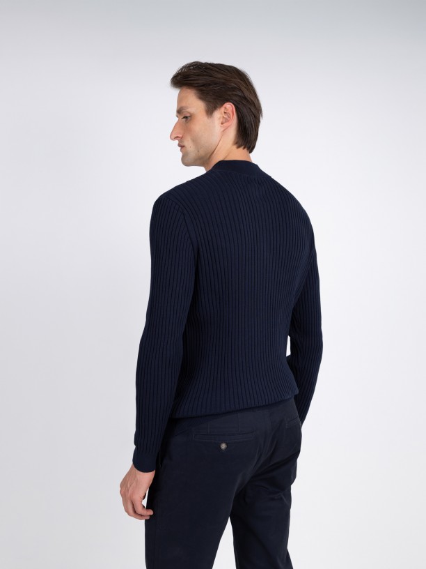 Camisola de malha meio fecho