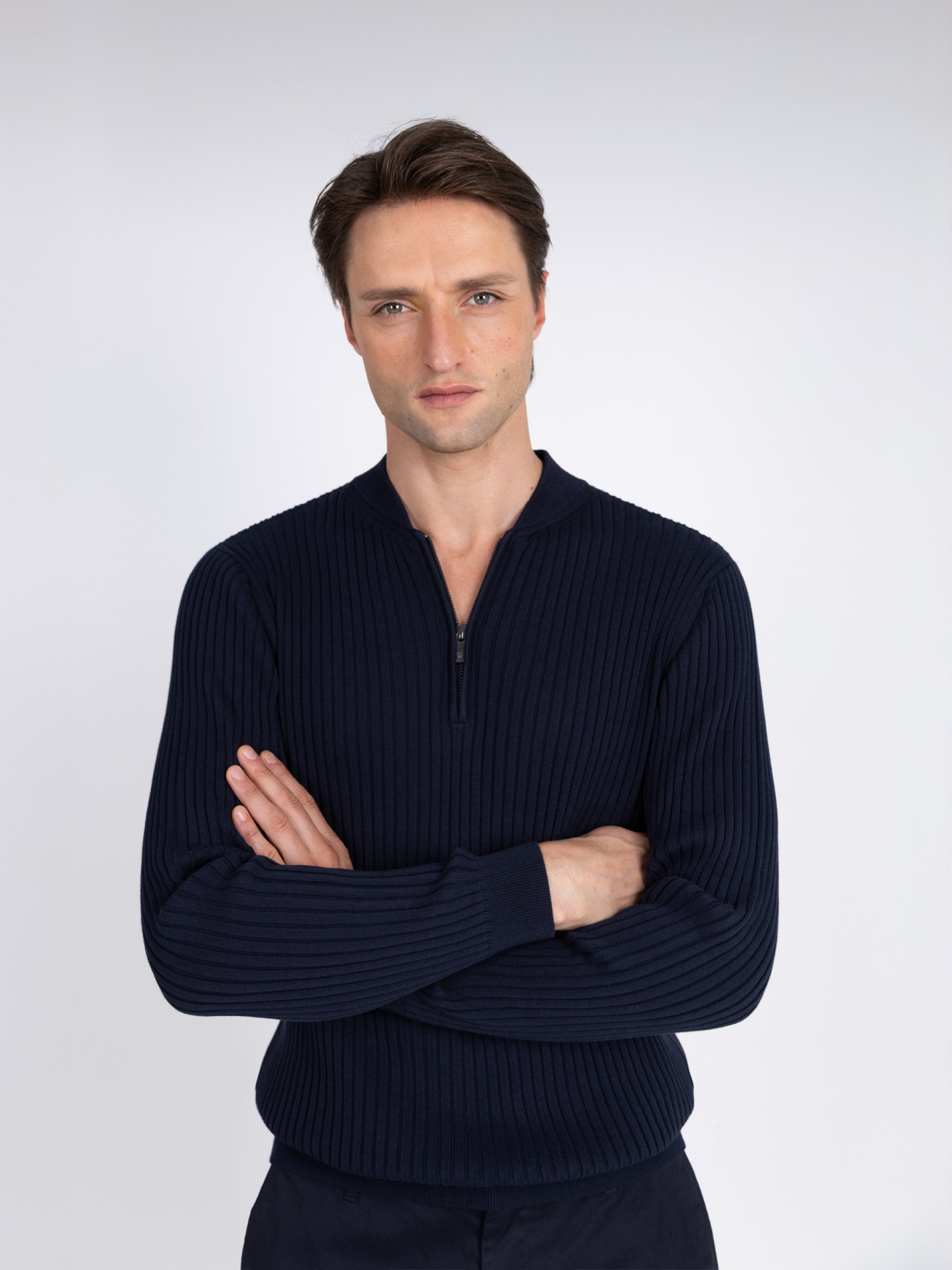 Camisola de malha meio fecho