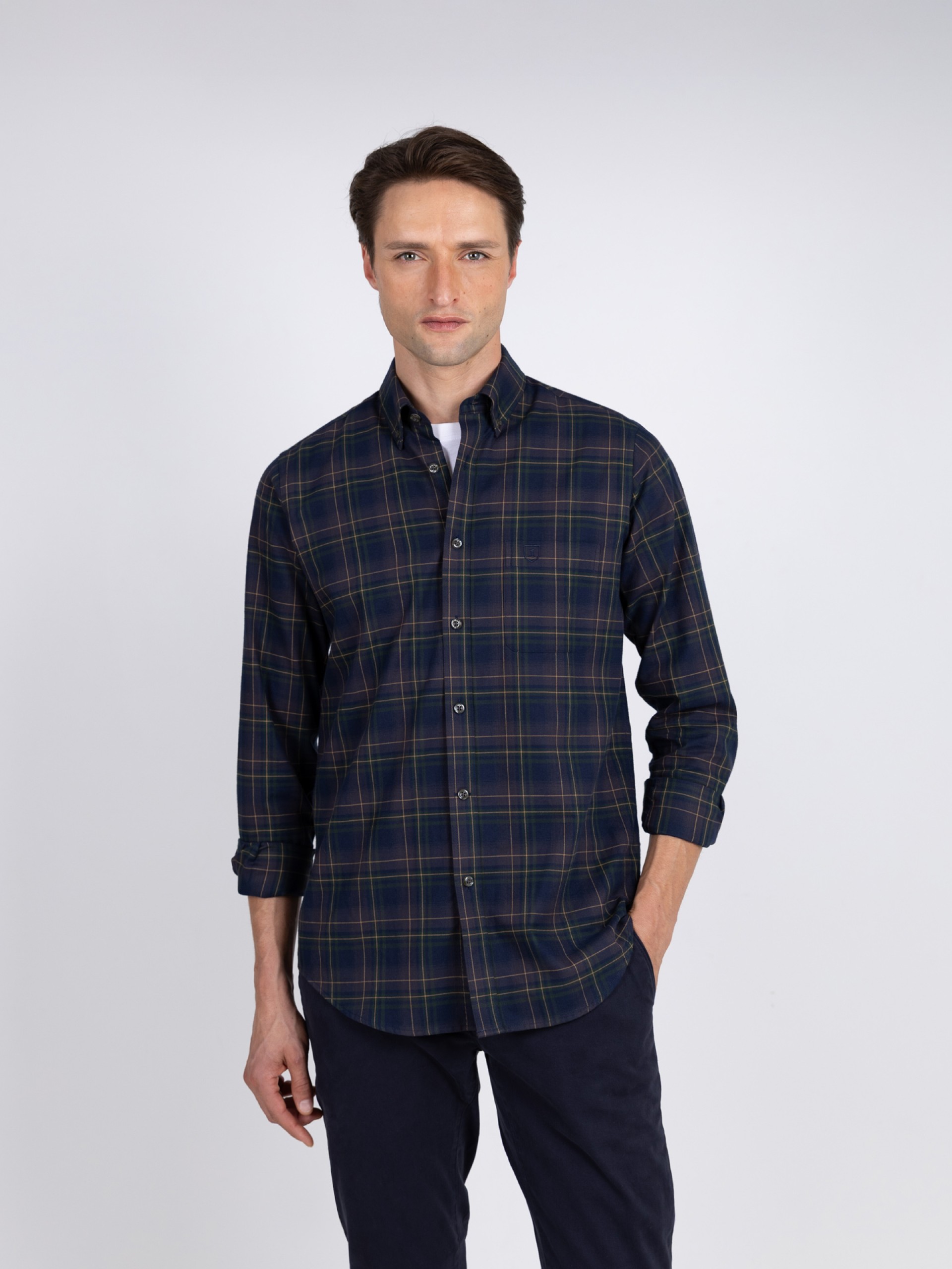 Cotton shirt with checkered pattern